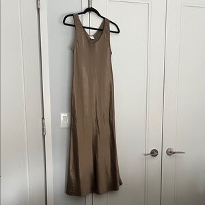 MaxMara Leisure Satin Tan Maxi Dress